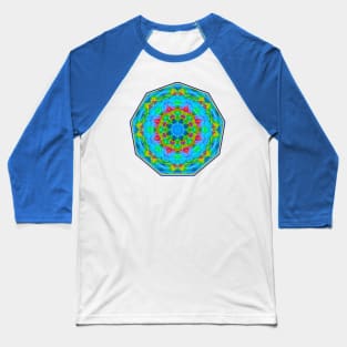 Red Flower Blue Mandala Baseball T-Shirt